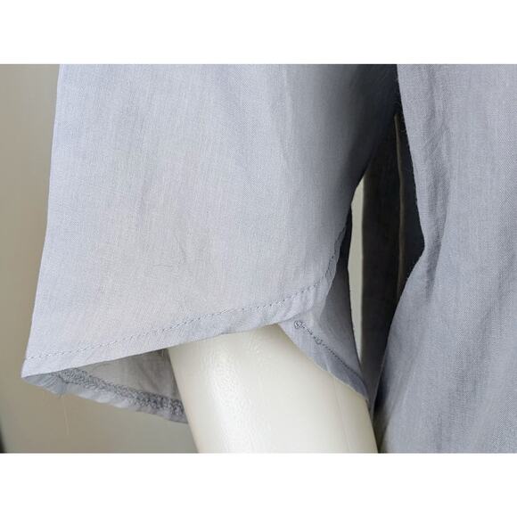 Misslook Tunic Top 3X Gray White Floral V-Neck Short Half Sleeve Lightweight - Picture 6 of 10